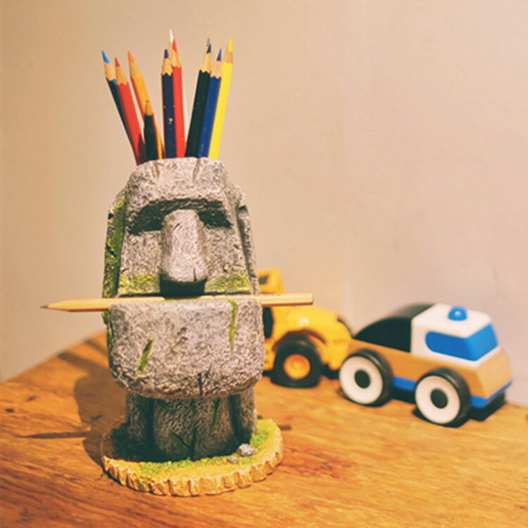 ペンスタンド ペン 収納 ペンホルダー モアイ像【ボールペン 鉛筆 メガネ 眼鏡 ステーショナリー 収納 デザイン 文房具 文具 卓上 デスク周り 子供部屋 オ...