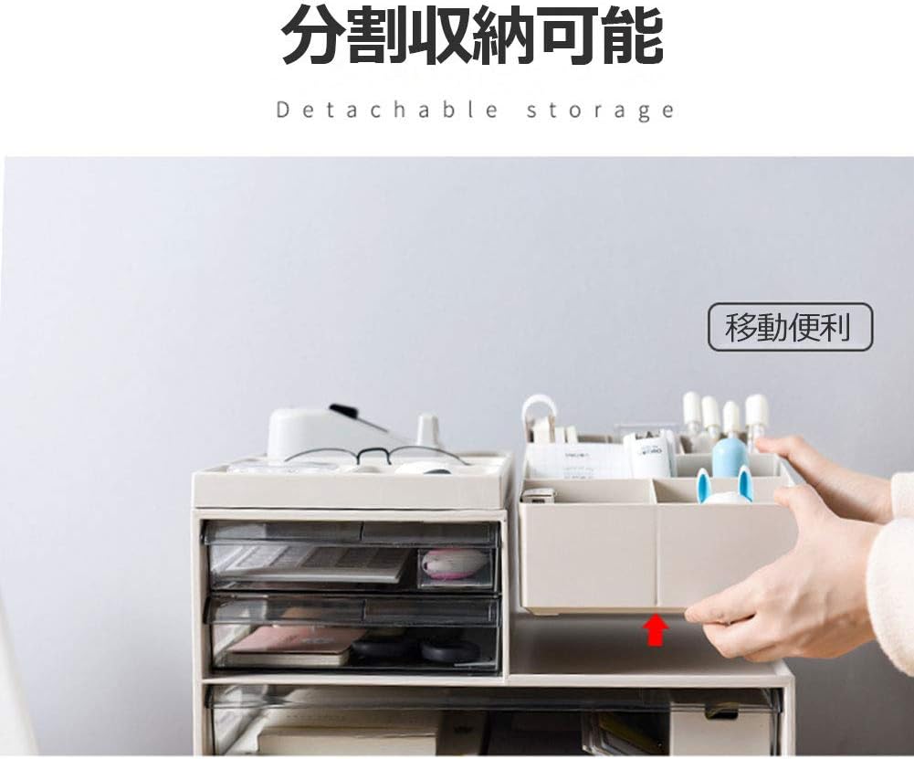 収納ボックス 大容量 事務用品 デスク上置棚 大容量 引き出し プラスチック A4 縦 浅型 収納 小物収納 収納ケース ボックス 手帳/ペン/文房具収納 書類 コピー用紙 卓上収納 整理整頓 デスク周り [2]