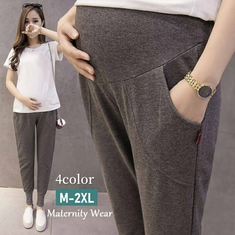 送料無料 マタニティパンツ ジョガーパンツ ロングパンツ レディース 長ズボン ボトムス 妊婦 産前 産後 ウエストゴム 裾リブ らくちん ポケット付き マタニ...