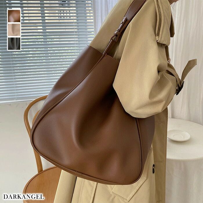 樂天商城 - トートバッグ ショルダーバッグ 大容量 レザー風 仕切りポケット付き スクエア型 通勤通学用 レディース メンズ シンプル ハンドル付き