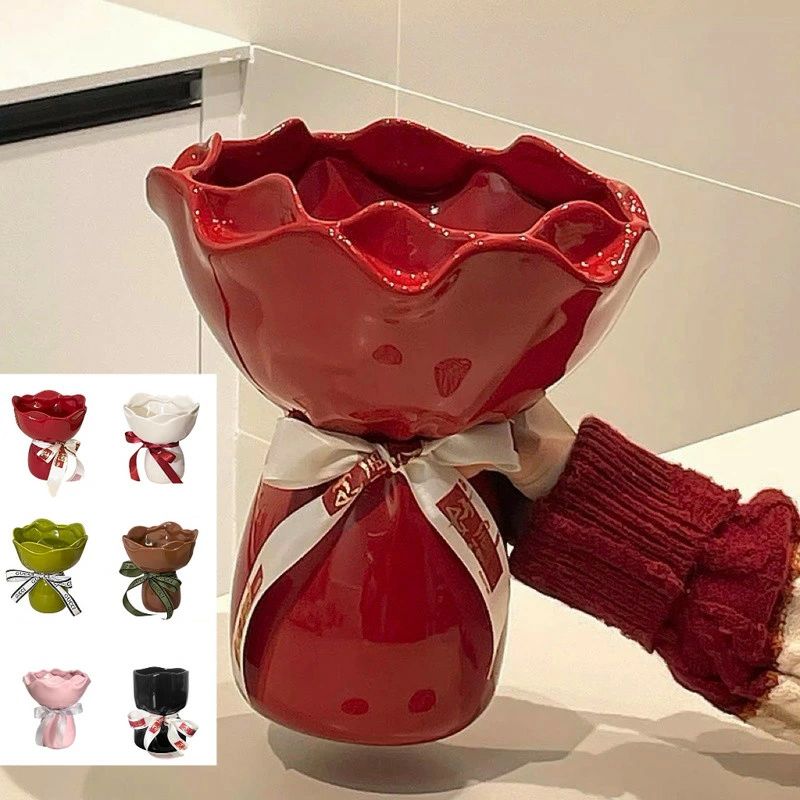 Orchid - 陶器の花瓶 フラワーベース Lサイズ おしゃれ かわいい シンプル カフェ インテリア 母の日 北欧 花瓶 ブーケ かわいい 花びん 花束 花器 陶器 新生活 ギフト プレゼント おうち時間