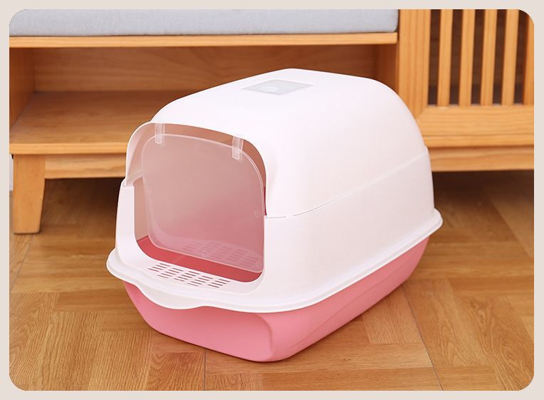 こうてん 楽天市場店の猫トイレ 本体 フルカバー ペット用品 大きい 広い 飛び散り防止 丸洗い可 掃除しやすい スコップ ドア 砂落とし フード付き 取り外し可能 ドーム型 ハーフカバー オープン 3WAY 密閉式 散らかりにくい ゆったり 扉付き 滑り止め 脱臭剤ポケット 消臭剤入れ バイカ｜アングル2