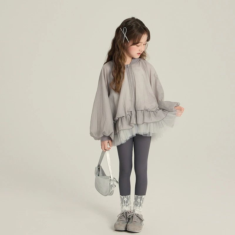 乐天商城 - 子供服 キッズ アウター 透け感 ジャケット 女の子 UVカット 日焼け止め 春 オシャレ メッシュ生地 グレー 冷感 コート 薄手 冷房対策 無地 ジュニア カジュアル 通気吸汗