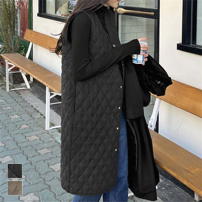 ダウン キルティング レディース ロング ジレ ロング 中綿 中綿 アウター 羽織 袖...