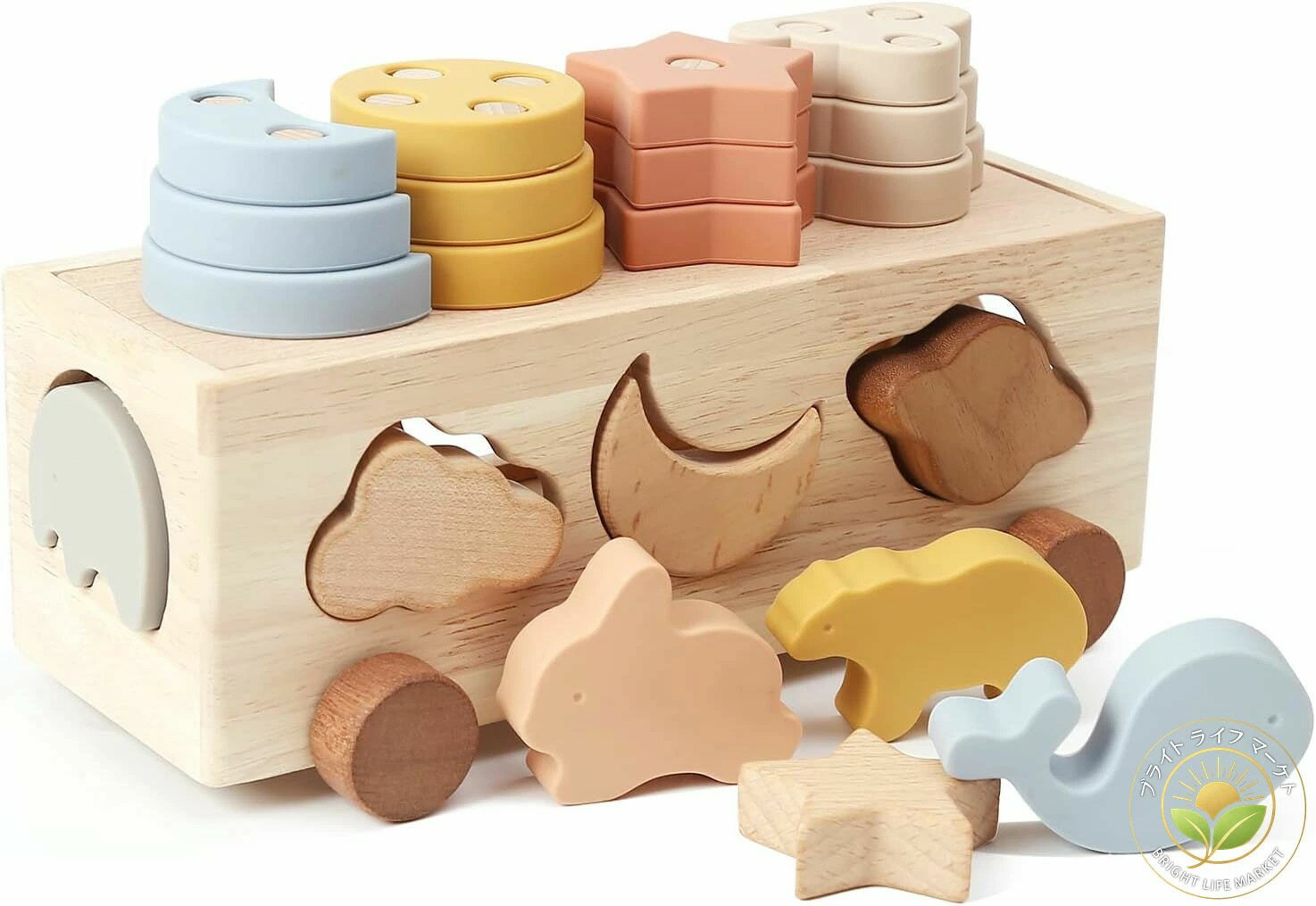Rakuten - 立体パズル 型はめ 形合わせ はめ込み はめ込みパズル 玩具 モンテソッリー 棒通し 積み木 木製の車おもちゃ 子供 1歳 2歳 3歳 男の子 女の子 赤ちゃん 形状認識 早期開発 指先訓練 知育玩具 出産祝い 入園お祝い 誕生日プレ