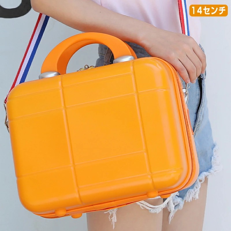 Carry Cases - スーツケース 14センチ 化粧品 収納 ボックス ミニトランクケース キャリーケース コンパクト キャリーバッグ 軽量 キャリーオン 機内持ち込み 小型 大容量 手提げ 旅行用かばん 収納ケース ハンドバッグ 防水 暗号化 メッシュポケット おしゃれ 旅行 出張 キャンプ 可愛い