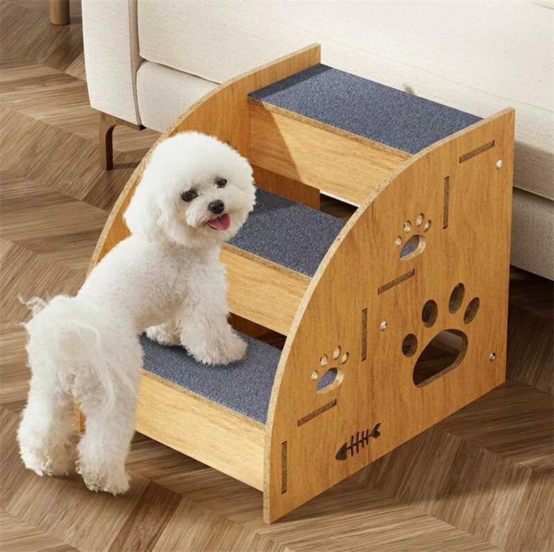 Rakuten - 犬用ベッド階段、猫用ペットステップ - 屋内猫用ステップ ペット用階段 - 滑り止め犬用ベッドステップ、猫用階段木製、大型/中型/小型犬&猫用ハイベッドペットステップ