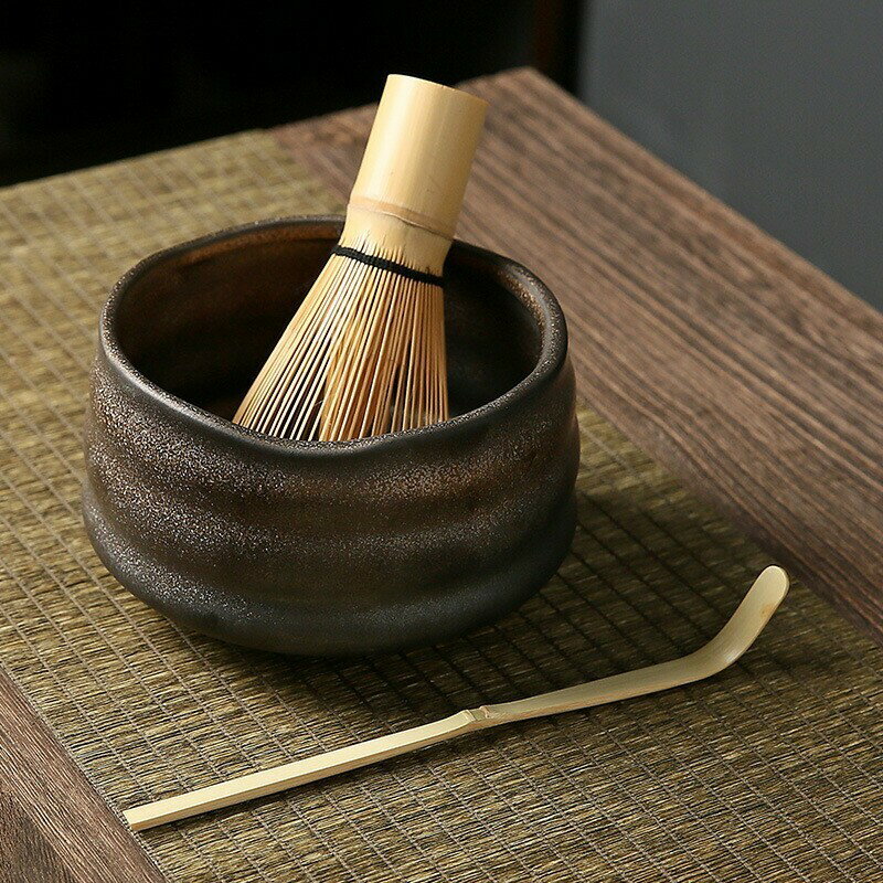 Rakuten - 抹茶碗 抹茶茶碗 茶道具 黒砂吹き 陶器 径12.7×高7.5cm 容量520ml 和風 茶の湯 茶会 茶わん 茶器 レトロ おしゃれ