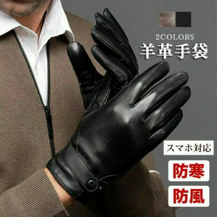 Rakuten - メンズ 革手袋 シープスキン 男性用 レザーグローブ 手袋 メンズ スマホ レザー メンズ手袋 スマホ手袋 グローブ 手ぶくろ 羊皮 本革 ラム革 柔らか 裏起毛 暖かい 秋冬 防寒 ギフト お祝い 誕生日 敬老の日