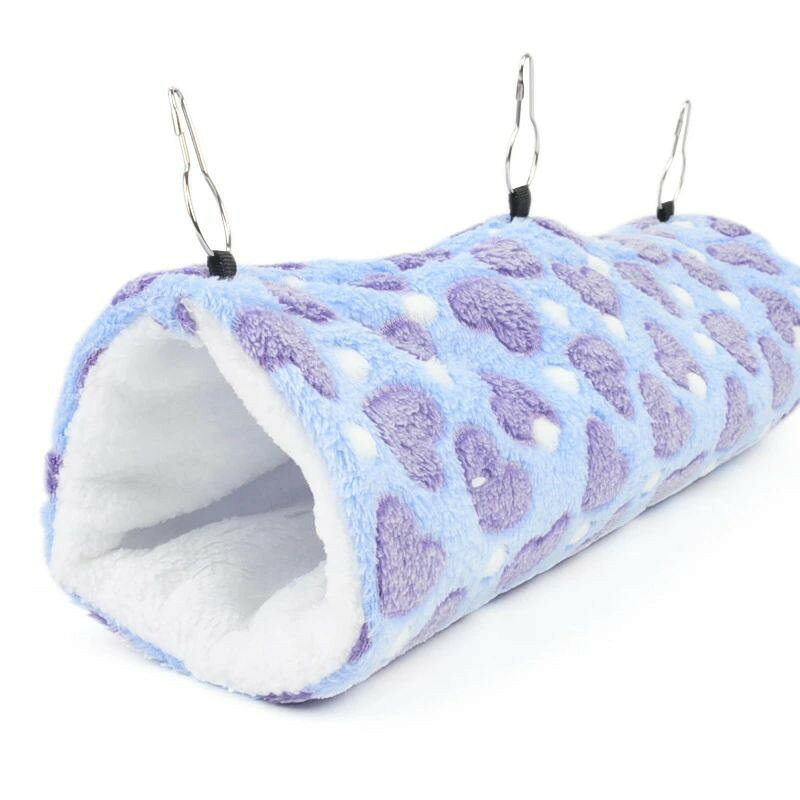 小動物用ハンモック トンネル型 吊り下げ ペット用品 ハウス モコモコ ふわふわ ベ...