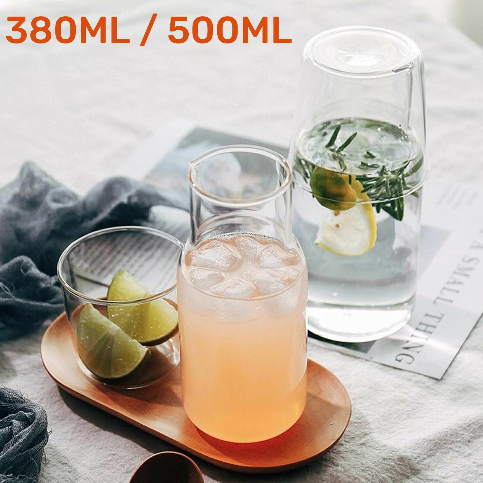 Pitchers - ピッチャー 水差し カラフェ 380ml 500ml ガラスジャグ ガラス コップ 冷水ポット 食洗機対応 ナイトカラフェ おしゃれ シンプル ティーポット 水筒 ボトル 麦茶ポット 上品 オフィス 寝室 キッチン 一人暮らし ジュース コーヒー ティー ワイン ポット