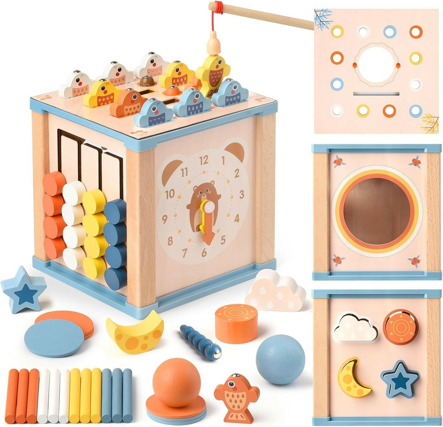 Puzzle - モンテッソーリ 玩具 1歳 おもちゃ 男の子 女の子 知育玩具 木のおもちゃ 1 2 3歳 誕生日プレゼント 知育時計 指先の知育 早期開発 指先訓練 子供おもちゃ 知育ボックス アクティビティキューブ 出産祝い 入園お祝い プレゼント