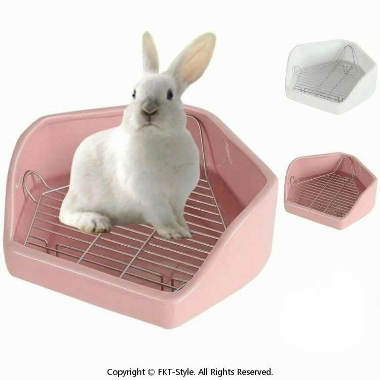 Squirrel - 小動物用 陶器トイレ 飼育ケージ内装 うさぎトイレ 消臭 うさぎ用 噛み防止 金網スノコ付き うさぎのトイレ チンチラ用ト小動物用 トイレトレーニングに最適 チンチラ用陶器トワレ かわいい 三角