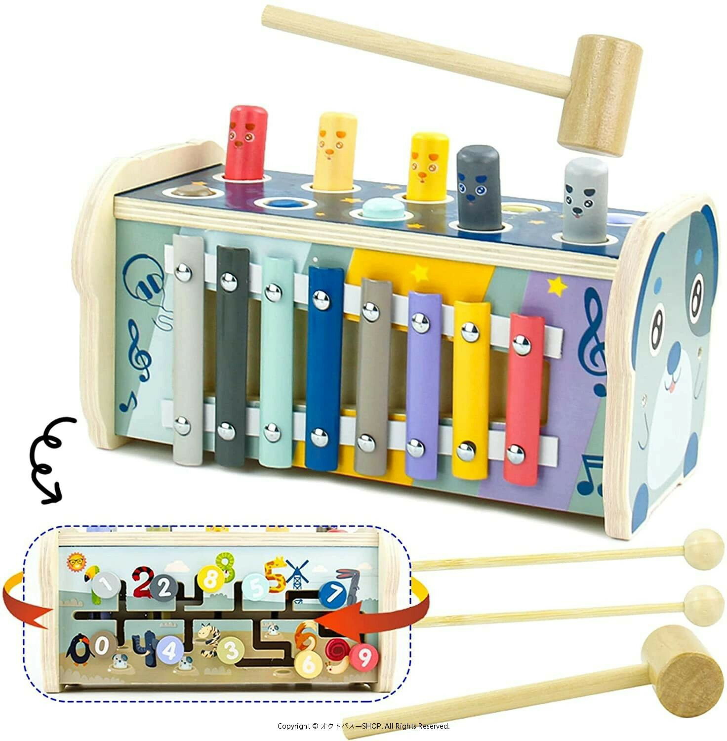 おもちゃ 知育 モンテッソーリ 玩具 3in1こどもおもちゃ人気 もぐらたたき 音楽木琴 知育玩具 3歳ランキング おもちゃ 女の子 男の子 プレゼント