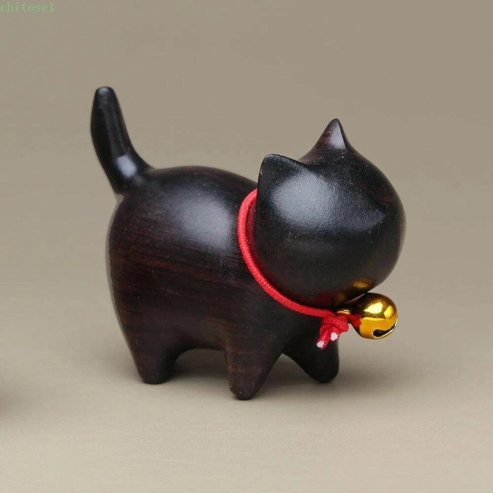 かわいい木彫り 猫の置物 木彫り 猫用品 招き猫 インテリア 玄関グッズ 雑貨 縁起...