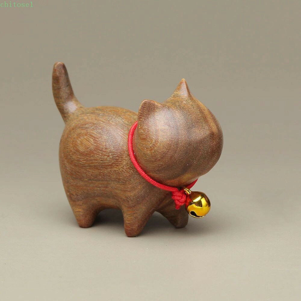 かわいい木彫り 猫の置物 木彫り 猫用品 招き猫 インテリア 玄関グッズ 雑貨 縁起...