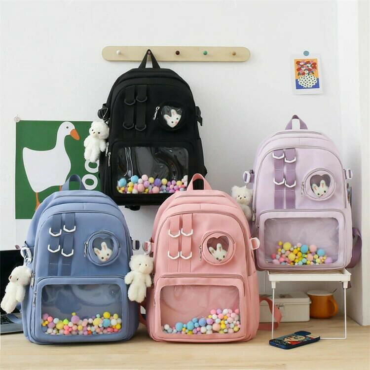 Rakuten - 痛バッグ リュック 鞄 レディース ガールズ A4 大容量 缶バッチ デイリー 学生 ビニールバッグ ヲタバ 痛バ クリアバッグ 透明バッグ 見せバッグ オタクバッグ カ バッグ カジュアル