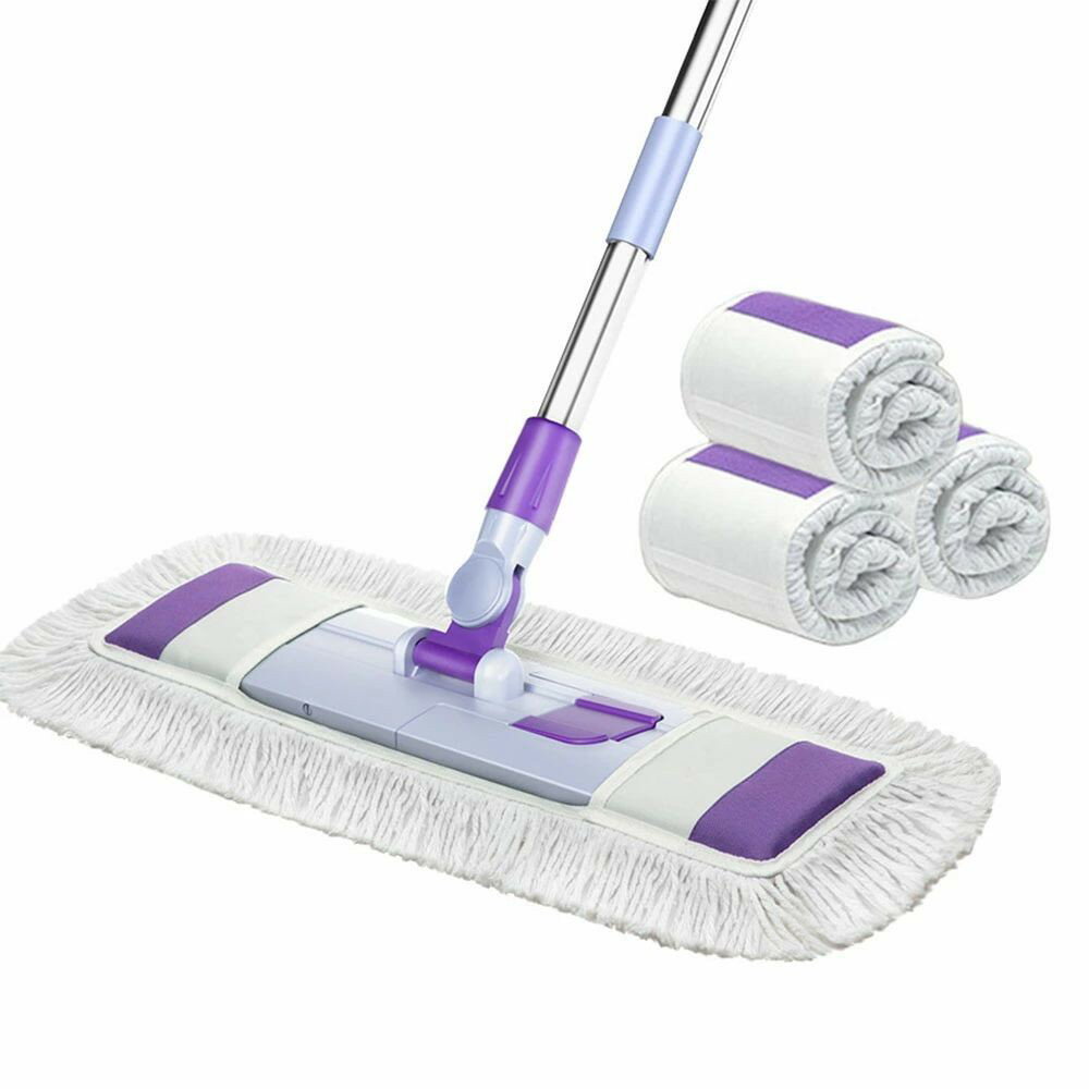 Rakuten - モップ フロアモップ 業務用モップ 大型 綿系 殺菌 消毒フロアワイパー 56cm 替え布3枚付き 乾拭き 水拭き 乾湿両用 除塵モップ クイックルワイパー 長さ調節可能