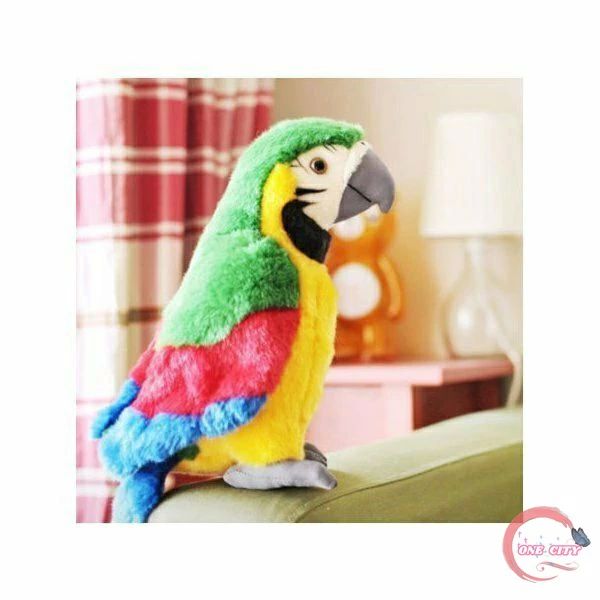 かわいい オウムのおもちゃ ぬいぐるみ 翼 手を振る 話すかわいいオウム 26センチ ...