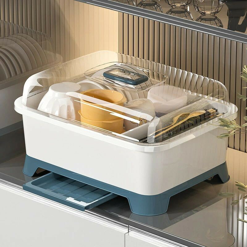 食器収納棚キッチン食器収納ボックス蓋付き家庭用多機能水切り収納棚食器食器棚ボックス送料無料