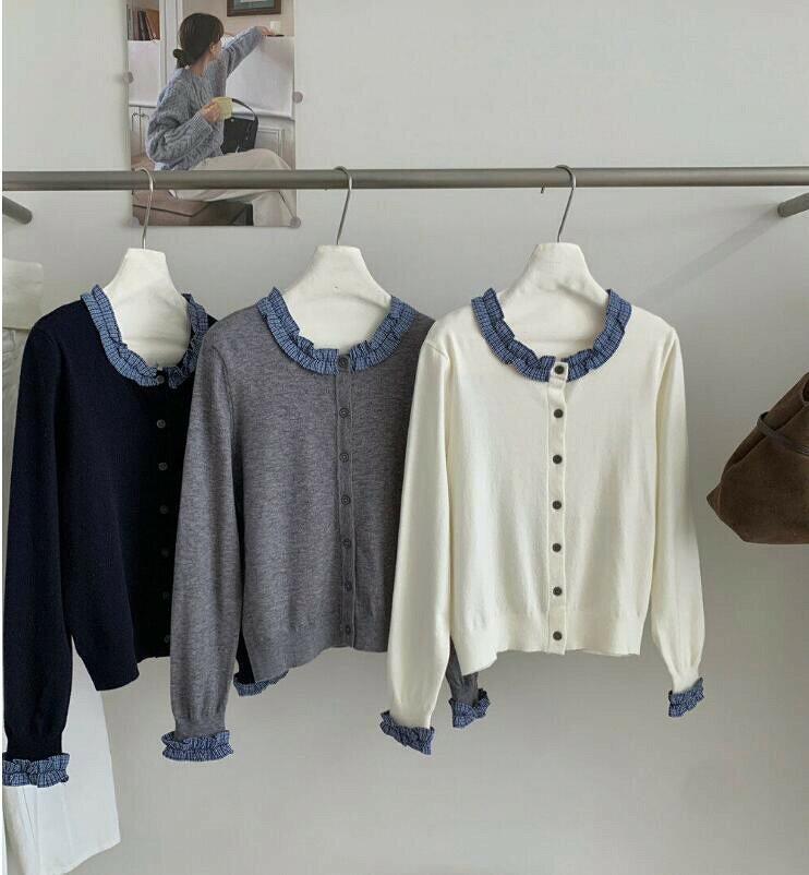 レディース シャツ 春 秋 上品 通勤 気質 韓国風 チェック切り替え オフィスブラウス 面接 ニットカーディガン レディース 大人トップス 女性 長袖 日常OL 仕事用 日常 シフォンシ tree0205-10017783 こうてん 楽天市場店 サンプル画像2
