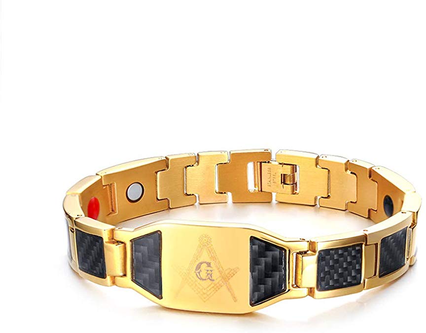 樂天商城 - フリーメーソン 幅広12ミリ ゴールド ブレスレット