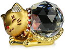 風水 水晶 クリスタル 猫 【 幸運 招き お願い ネコ ちゃん 】 金運 ラッキー アイテム (Gold ゴールド)