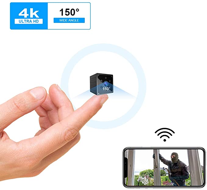 小型カメラ WiFi, 4K HD高画質超小型カメラスマホ対応Wi-fi長時間録画/録音ワイヤレス監視カメラ電池式屋外/屋内用ミニ防犯カメラ室内