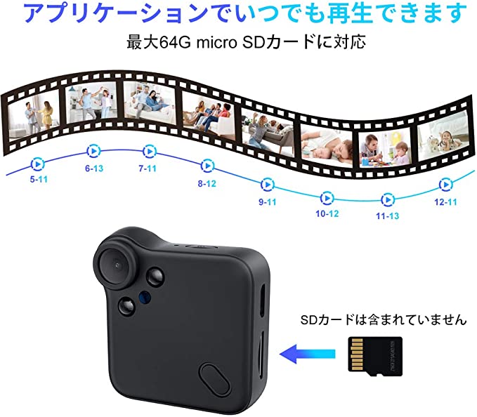 超小型カメラ HD1080P超高画質防犯カメラ監視カメラ WiFi対応　 ワイヤレス ビデオカメラ 暗視録画機能付き 動体検知 広角150° IOS/Android対応 遠隔監視・操作