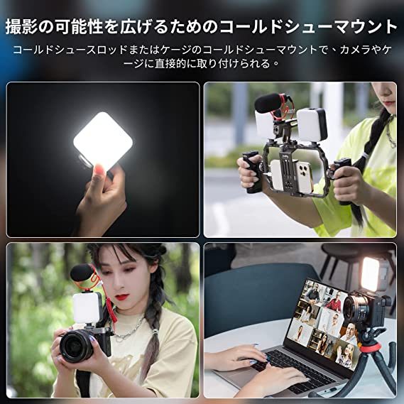 LED�ӥǥ��饤�� �����ѥ饤�� ����led�饤�� 96�ӡ��� 2700k-6500k ������Ĵ����ǽ iPhone/DJI Osmo Pocket/Hero8/Canon/Nikon/Sony�������(���졼) -