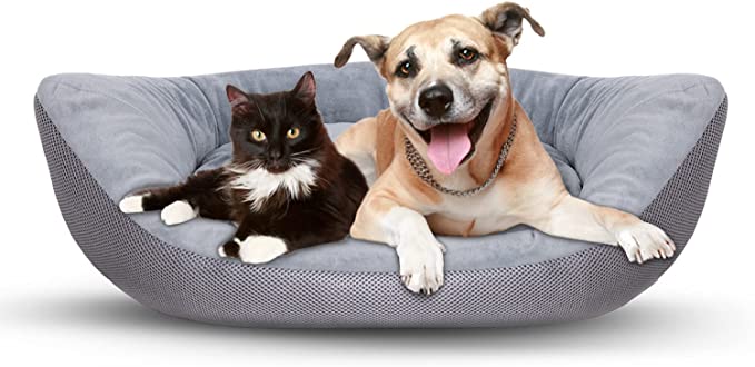 ペットベッドドッグベッド犬のベッド猫のベッドクッションペットマット抗不安オーバルフラッフィー抱擁洗濯機で洗える、底に滑り止め付き小型・中型・大型ペット用