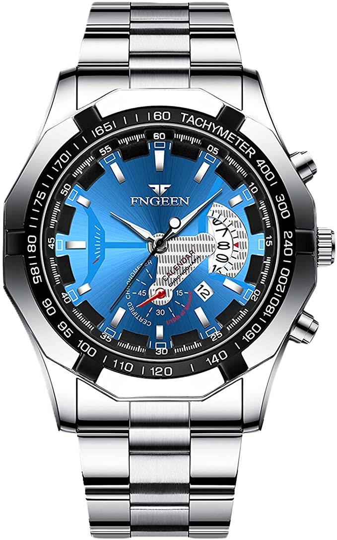 樂天商城 - 腕時計 メンズ アナログ 日付表示 夜光 生活防水 多機能 クォーツ ビジネスウォッチ おしゃれ スポーツ 通勤 面接 出張 ウォッチ ホワイトC+ステンレスバンド