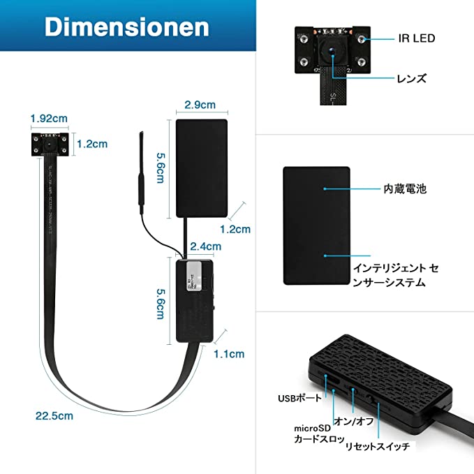 隠しカメラ 防犯カメラ WIWACAM MW5 4K HD 小型カメラ WiFi 長時間録画 赤外線 夜間録画 暗視 モーションカメラ エリア検知 遠隔監視 専用アプリ対応 簡単セットアップ 見守りカメラ 非常用電源付き