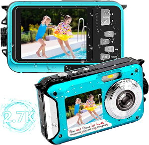 防水カメラ デジカメ 防水 1080水中カメラ 2.7K フルHD 4800万画素数 16倍デジタルズーム前後スクリーン 自撮り セルフィー オートフォーカス 水に浮く デジタルカメラ ビデオレコーダー シュノーケリング用カメラ スポーツカメラ