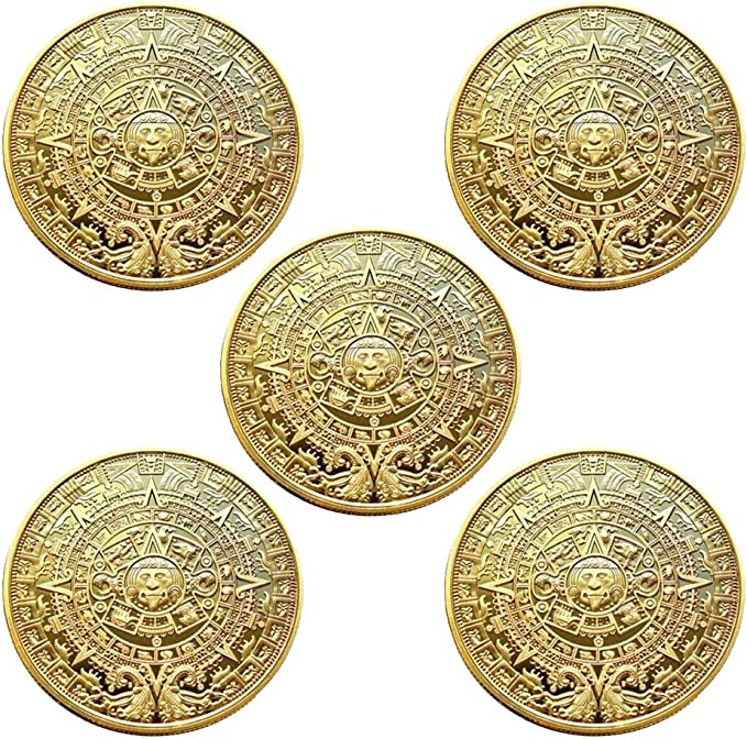 太陽の石（アステカ・カレンダー）をイメージしたメダルです。 【素材】金属製。メッキ。 【サイズ】直径：約40mm　厚さ：約1.5mm　重量：約20g 【適用場合】記念コインは、コレクション愛好家にとって意味のある収集可能なオブジェクトです。...