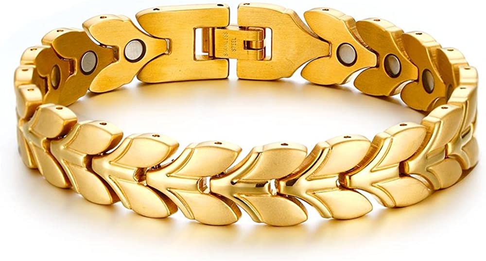 ジュエリー 人気 ブランド ブレスレット 磁気 メンズ ゴールド ゲルマニウム 腕輪 麦 穂 金属アレルギ..