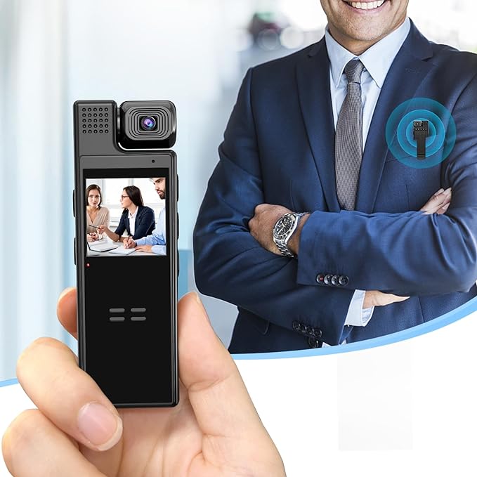 QZT 小型 防犯カメラ クリップ式 180°ロータリーレンズ 1080P 1.3インチ LEDスクリーン対応 10時間連続..