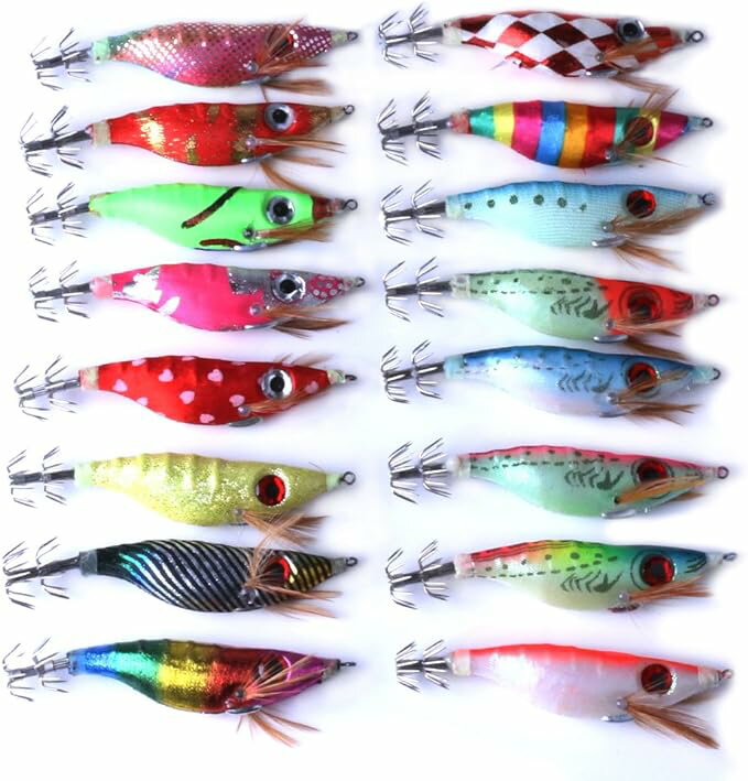 イーサン エギ スッテ 浮きスッテ 蛍光 発光 夜光 16カラー 16本 セット イカ釣り エギング 浮スッテ 初心者 ビギナー 入門 推奨 8cm 8.5g