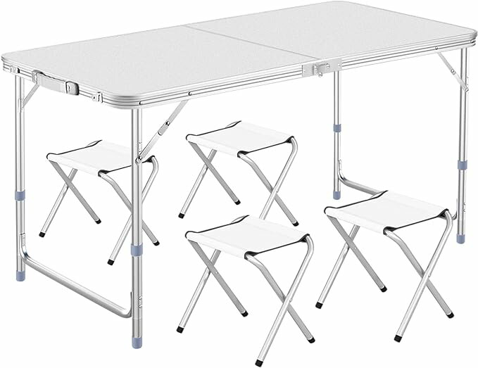 アウトドア 折りたたみ テーブル 120cm 高さ3段階調整可能 自由に高さ調整可能ピクニック レジャー キャンプ用 折畳み コンパクト 収納 簡単組立