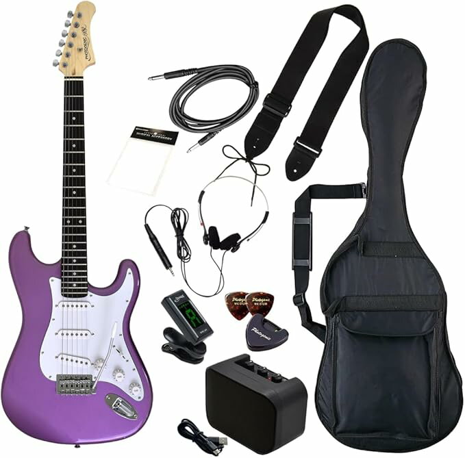 誰もが目にしたことのある定番STシェイプのエレキギター。スタンダードなボディサイズとネックの太さは初心者にもオススメです。 付属の“トレモロアーム”と、ギターボディに搭載されている“トレモロスプリング”の連動により、音程を一時的に下げてビブラートのような効果を与える「アーミング奏法」が可能。 3つのシングルコイルピックアップを搭載し、セレクターによりフロント・センター・リアを5通りで切り替え可能。サウンドのお好みや、演奏する曲・フレーズにあわせてセレクターの操作ひとつでサウンドを選択いただけます。 【セット内容】ギター本体、ソフトケース、シールドケーブル、調整用レンチ、ミニアンプ、チューナー、ストラップ、ピック&ピックケース、クリーニングクロス、ステレオヘッドフォン(変換プラグ付属)