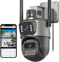 GUOANVISION 防犯カメラ 屋外 二つ監視画面・パンチルト・夜間カラー・2.4Ghz/Wi-Fi カラー暗視 AI人体検知 双方向通話 ・録画自動追尾 ...