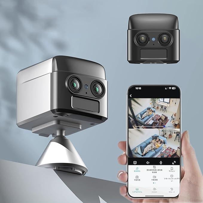 【次世代のデュアル4K小型カメラ】防犯カメラ 監視カメラ 3500mAh大容量 最長90日間待機 双方向音声 PI..