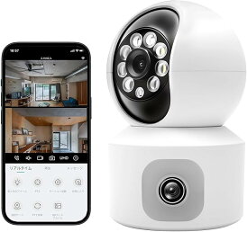 ペットカメラ【AI監視システム・360°全方位同時監視】防犯カメラ 画面に遅延がない 1080p フルHD 見守りカメラ 300万画素 iphone対応 赤外線暗視 監視カメラ 自動追尾 室内/屋外対応 ベビーモニター 動体検知 高齢者見守り