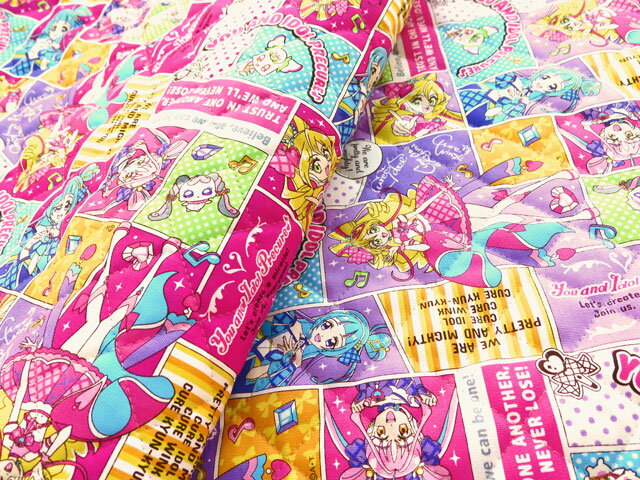 【送料無料】NEW！キャラクター 生地 キミとアイドル プリキュア ♪ #33 【キルト/綿・ポリエステル】 2025年入園用 入学用最新柄 布 生地 キャラクター生地 アイドルプリキュア idol precure キミとアイドルプリキュア キルティングのサムネイル