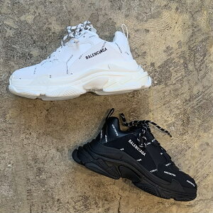 BALENCIAGA バレンシアガ 524039W2FA1 WOMEN'S TRIPLE S TRAINERS ALLOVER LOGO ホワイト ブラック ロゴ スニーカー 厚底 レディース トリプルS 売れ筋 ブランド