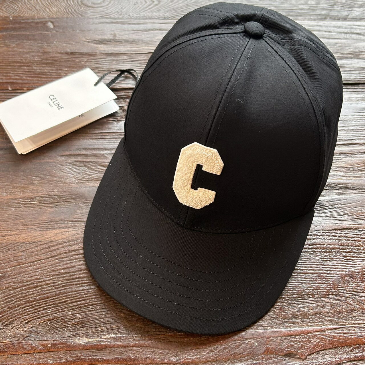 CELINE セリーヌ 2AUY8969P イニシャル入り キャップ コットンギャバジン お洒落 キャップ ロゴ ブランド 黒 ブラック BLACKのサムネイル