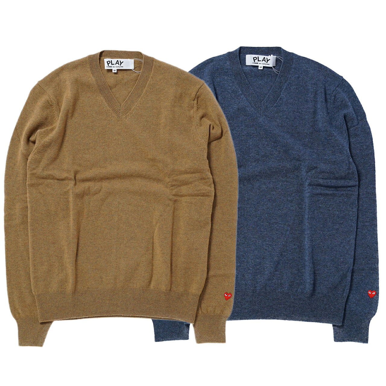 PLAY コムデギャルソン ニット ウール Vネック セーター CG-N090 SMALL RED HEART V-NECK PULLOVER COMME de...