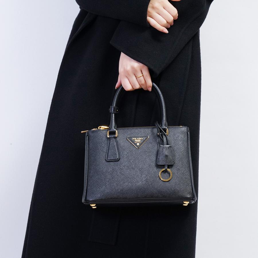 PRADA プラダ ガレリア サフィアーノレザー スモールバッグ 1BA896 ハンドバッグ ショルダーバッグ Black ブラック 黒 ロゴ 1BA896_NZV_F0002_V_EOO