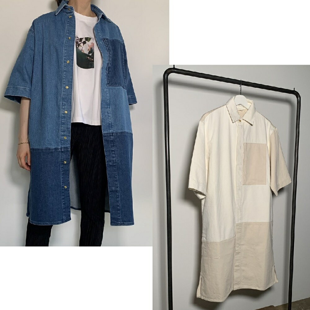 TOM WOOD トムウッド Patched Dress Light Blue Vintage White デニム ブランド アパレル 半袖 お洒落 入手困難 レディース パッチワーク ワンピース ジャケット トップス 22152222 22152064 