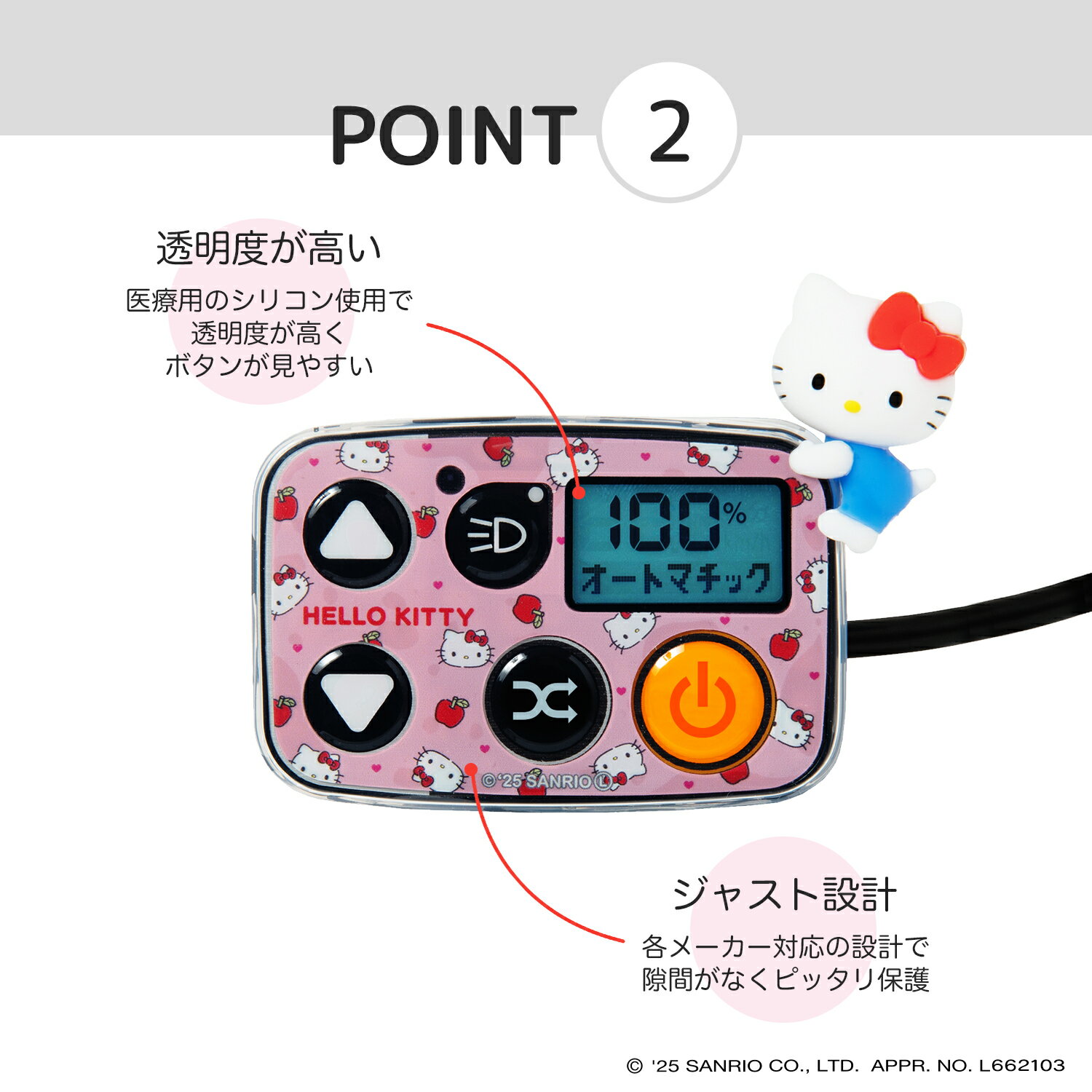 [PIG] SANRIO デザイン 3Dシリコン 電動アシスト自転車スイッチカバー （パナソニ...